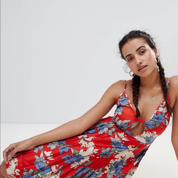 ASOS Pleated Low-Cut Midi Dress - Picture 2 of 5